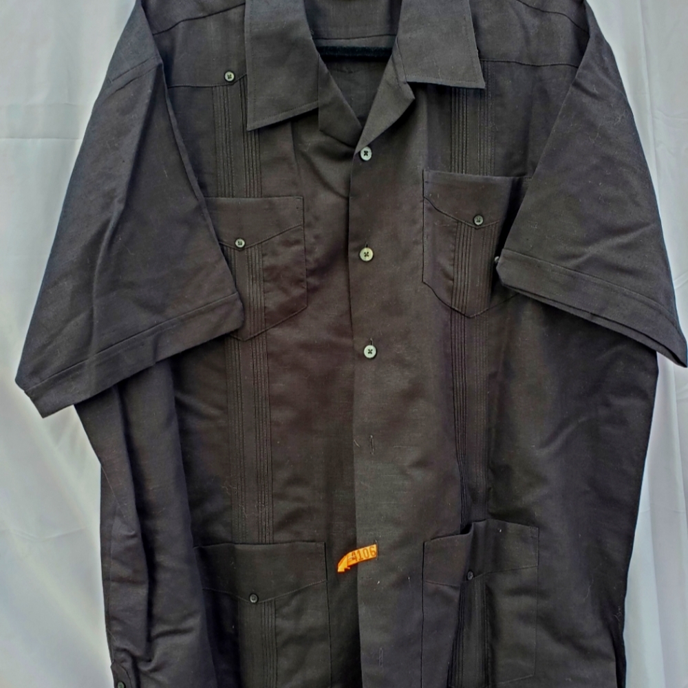 Cubavera Black Linen Button Down